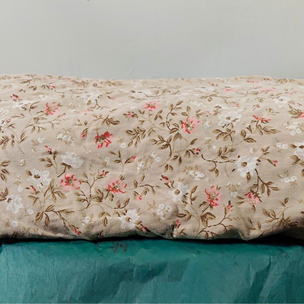Laura Ashley King Fitted Sheet 100% Cotton Beige Pink White Brown Floral Cottage